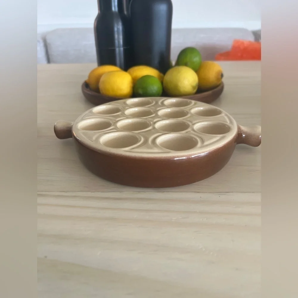 2 pieces Emile Henry escargots dish and oval baking dish.  Made in France.